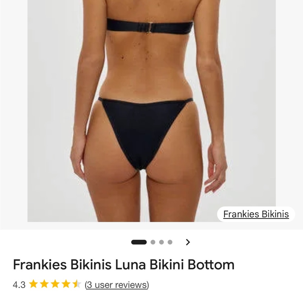 NWT Frankies Bikinis Black Luna Bikini Bottom